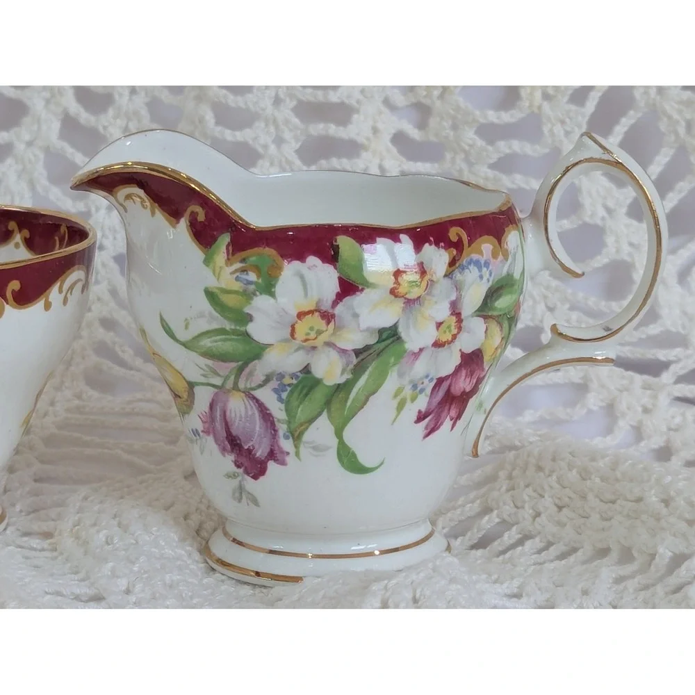 Bell China Narcissus Creamer Sugar Bowl Set Fine Bone China Made in England